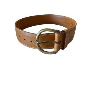 Calvin Klein Tan Leather Belt with Gold Buckle